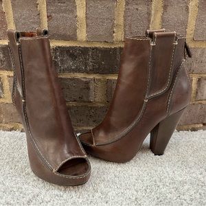 Givenchy Leather Open Toe Heeled Ankle Booties